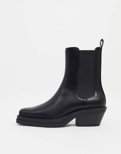 Pull&Bear leather chelsea boot in black | ASOS
