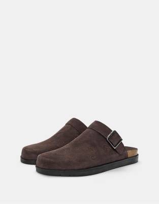 Pull&Bear Leather clogs with buckle 