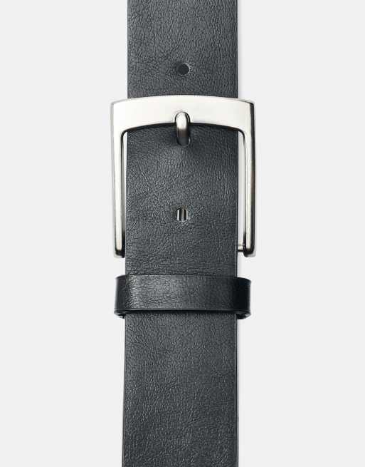 Pull&Bear Leather effect belt in black, 4 of 4