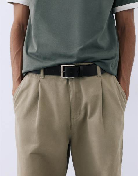 Pull&Bear Leather-effect belt in black - view 1