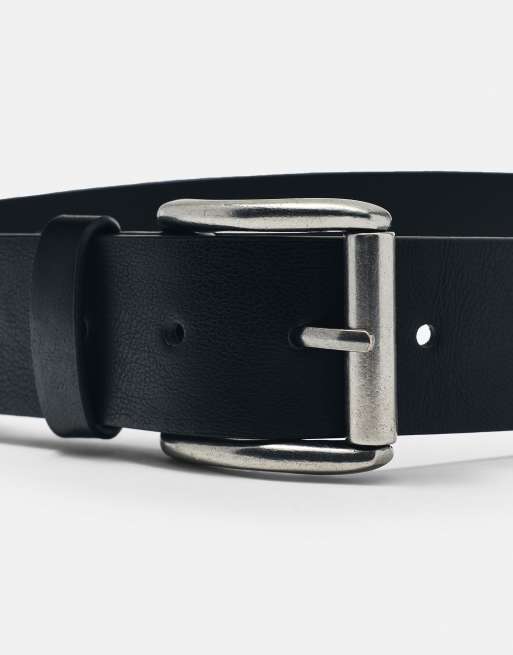 Pull&Bear Leather-effect belt in black, 4 of 4