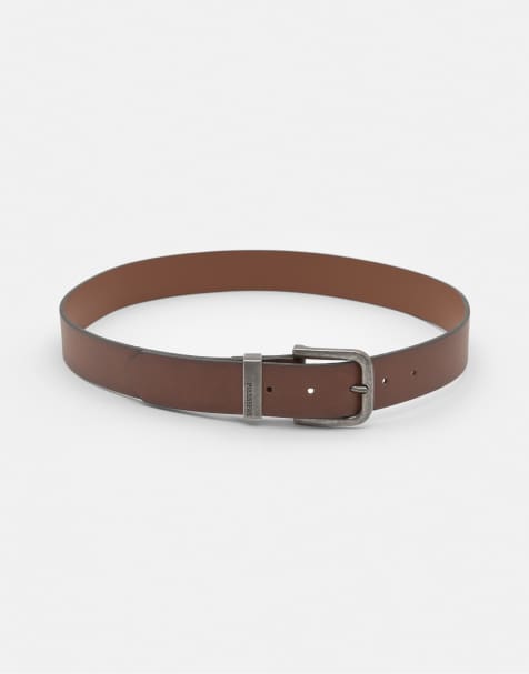 Pull&Bear Leather effect belt in brown - view 1