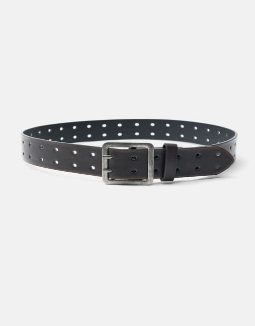 Pull&Bear Leather effect belt in brown, 3 of 4