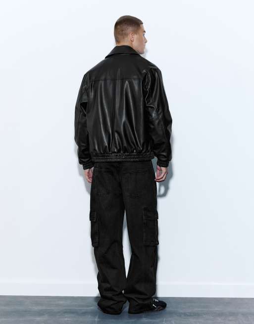 Pull&Bear Leather-effect jacket in black, 2 of 7