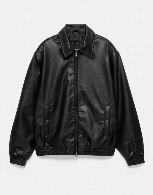 Pull&Bear Leather-effect jacket in black, 6 of 7