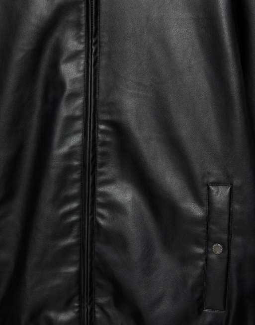Pull&Bear Leather-effect jacket in black, 7 of 7