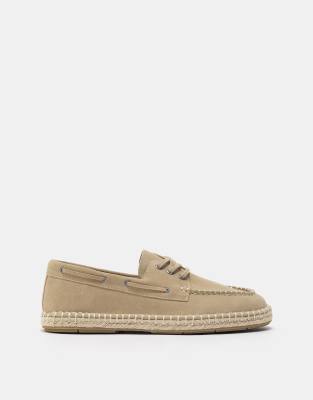 Pull&Bear Leather jute boat shoes in ecru