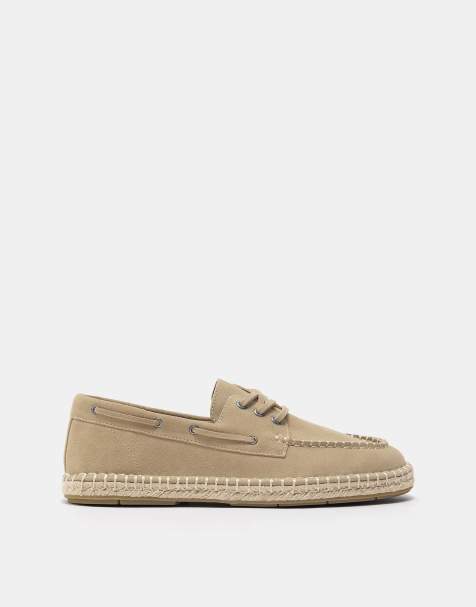 Pull&Bear Leather jute boat shoes in ecru - view 1