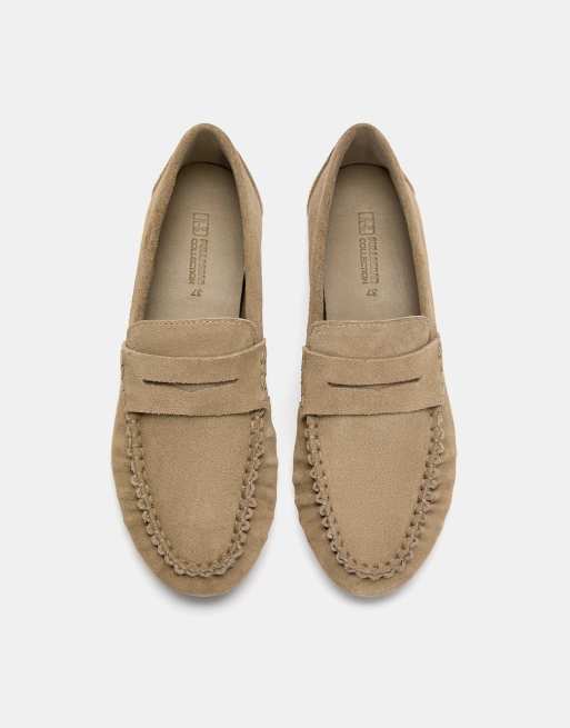 Pull&Bear Leather loafers in brown | ASOS