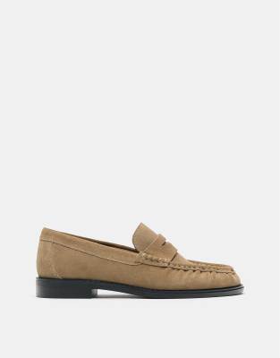 Pull&Bear Leather loafers in tan 