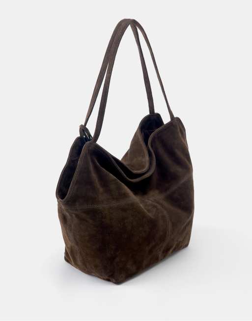 Pull&Bear Leather shopper bag in brown, 2 of 4