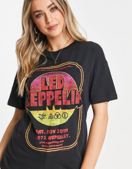 Pull&Bear Led Zeppelin oversized band t-shirt in black