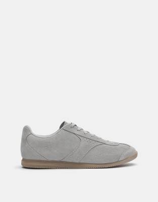 Legere Ledersneaker in Grau Grau 44
