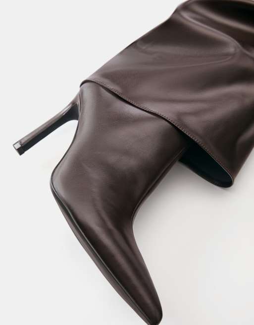 Pull&Bear leggingsboots med klack och fotdel i brunt, 3 av 5