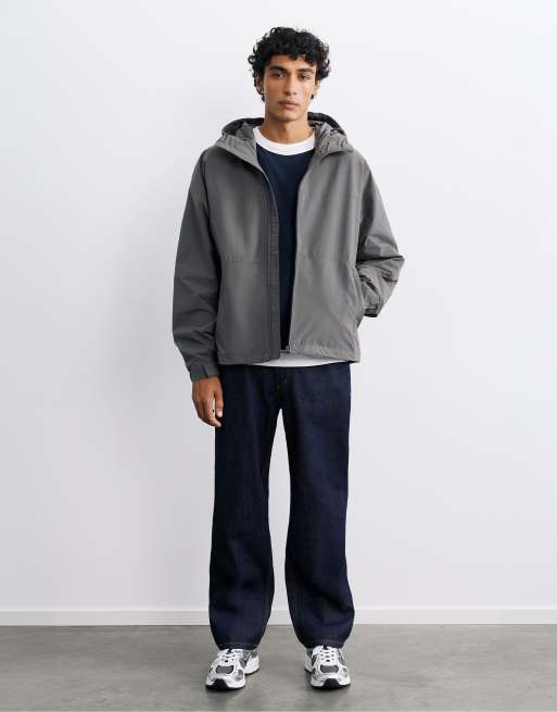 Pull&Bear leichter Regenmantel mit Kapuze in Grau, 4 von 7