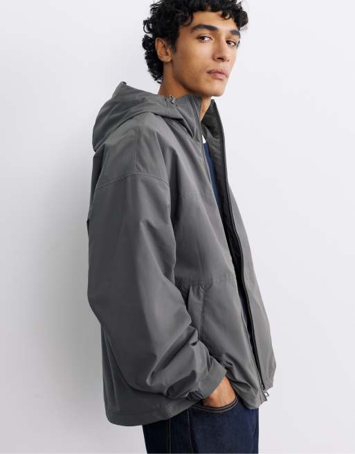 Pull&Bear leichter Regenmantel mit Kapuze in Grau, 5 von 7
