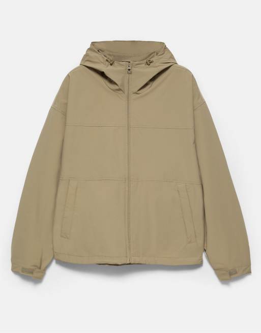 Pull&Bear leichter Regenmantel mit Kapuze in Sand, 6 von 7