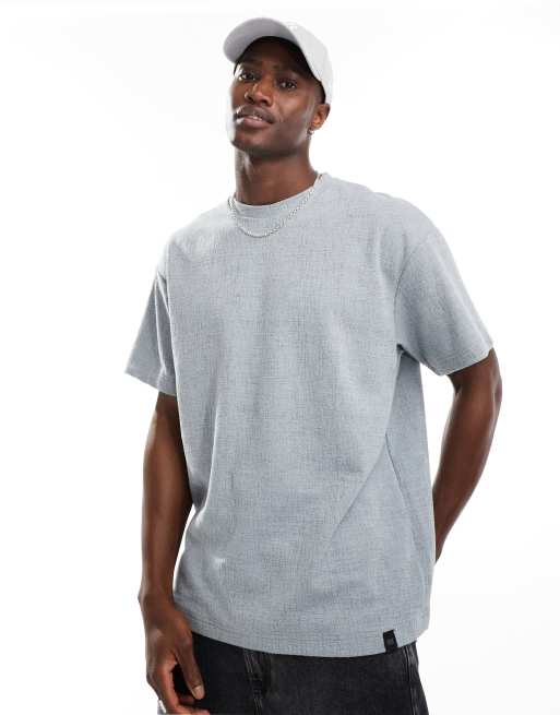 Pull&Bear – Leichtes, strukturiertes T-Shirt in Grau