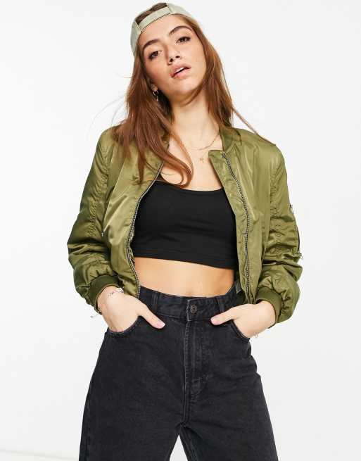 Pull&Bear – Lekka kurtka bomberka w kolorze khaki