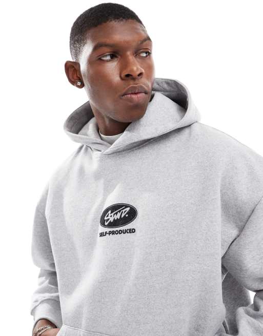 Grey printed hoodie sale