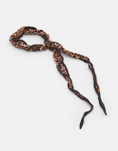 Pull&Bear Leopard bandanna scarf in brown - view 1