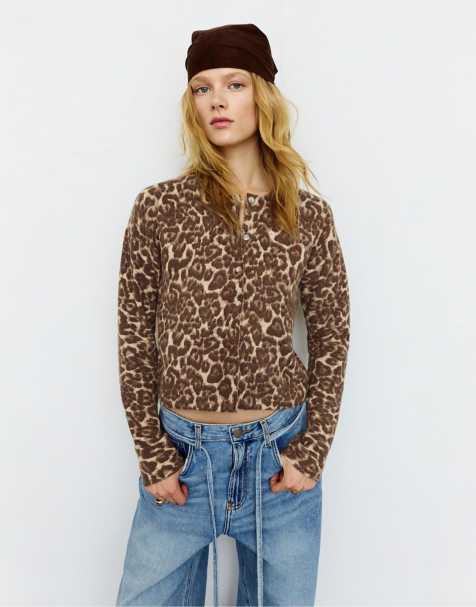 Pull&Bear Leopard print cardigan in brown - view 1