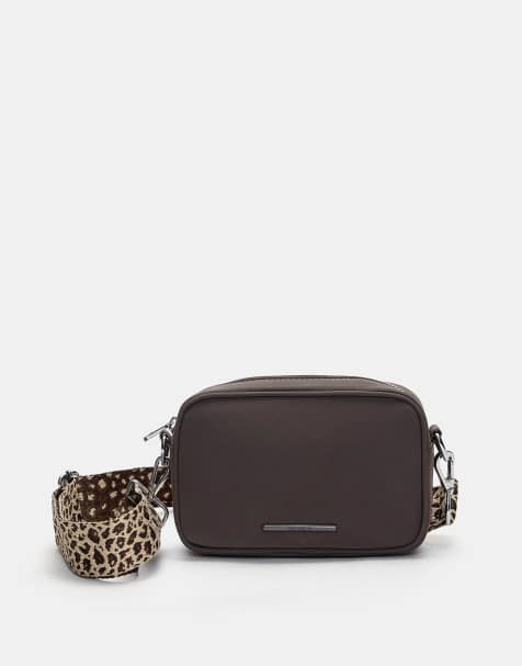 Pull&Bear Leopard strap crossbody bag in brown - view 1
