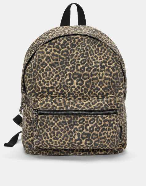 Pull&Bear – Leopardmönstrad ryggsäck i kanvas - view 1