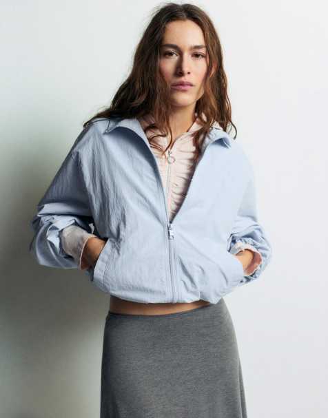 Pull&Bear let bomberjakke i pastelblå - view 1