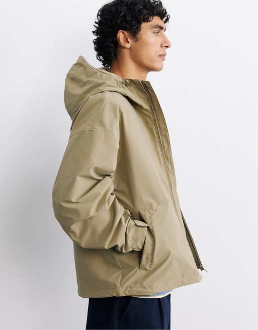 Pull&Bear let regnfrakke med hætte i sand, 5 af 7