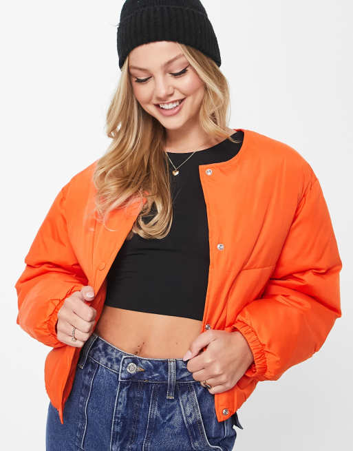 Pull&Bear - Licht gewatteerd jack in oranje