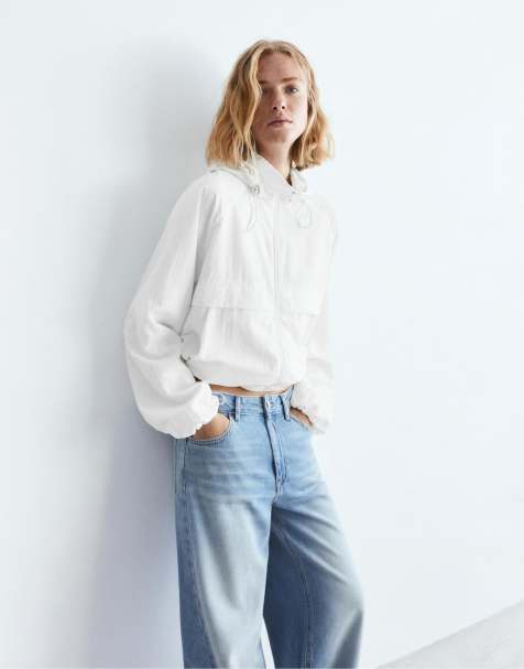 Pull&Bear - Lichtgewicht jack met capuchon in wit - view 1