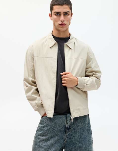 Pull&Bear - Lichtgewicht jack met reverskraag in zandkleur - view 1