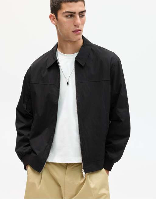 Pull&Bear - Lichtgewicht jack met reverskraag in zwart