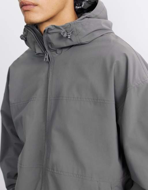 Pull&Bear lichtgewicht regenjas met capuchon in grijs, 3 van 7
