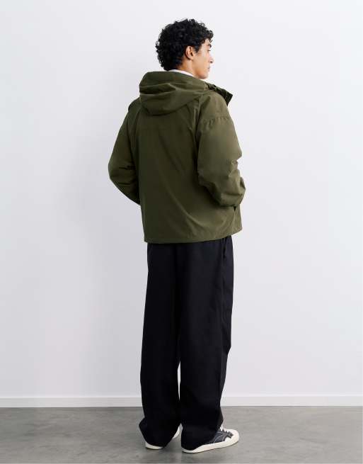 Pull&Bear lichtgewicht regenjas met capuchon in kaki, 3 van 7