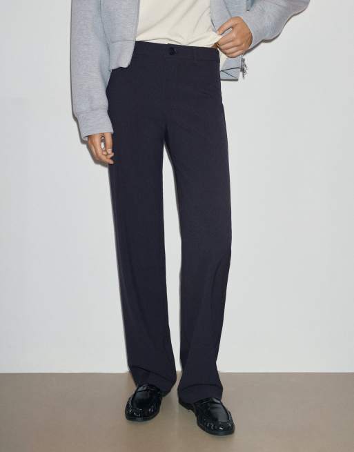 Pull&Bear lige elegante bukser i marineblå, 3 af 7