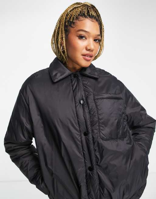 Pull&Bear lightly padded nylon jacket in black