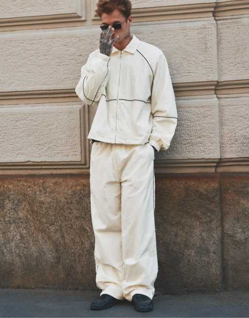 Pull&Bear lightweight set in off white, 3 of 3
