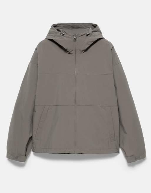 Pull&Bear Lightweight hooded raincoat in grey, 7 of 7