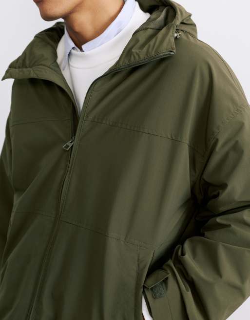 Pull&Bear Lightweight hooded raincoat in khaki, 4 of 7