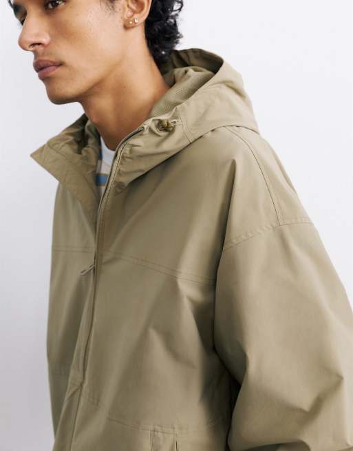 Pull&Bear Lightweight hooded raincoat in sand, 3 of 7
