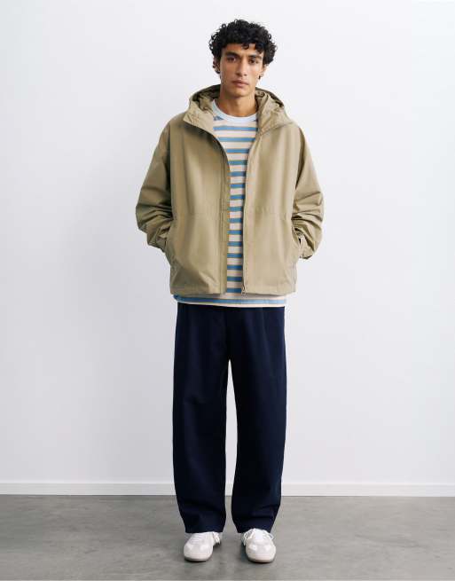 Pull&Bear Lightweight hooded raincoat in sand, 4 of 7