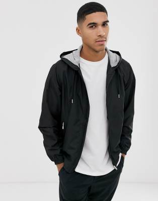 black thin jacket with hood