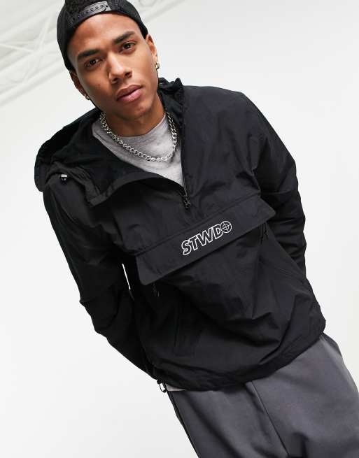 Pull&Bear lightweight overhead jacket in black ASOS