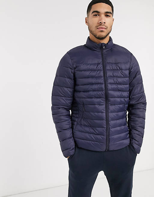 Pull&Bear lightweight padded jacket in blue | ASOS