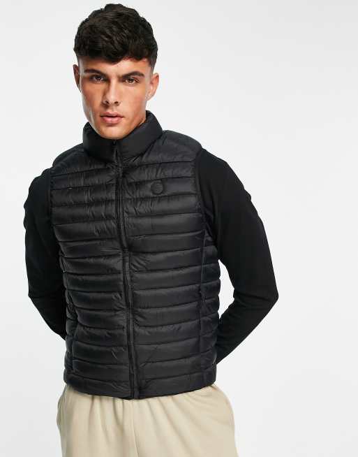 Pull Bear lightweight puffer gilet in black