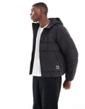 [Pull & Bear] Pull & Bear lightweight puffer jacket with hood in black L BLACK