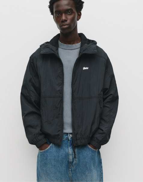 Pull&Bear Lightweight stwd raincoat in black - view 1