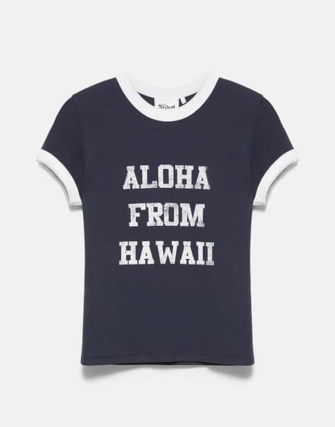 Pull&Bear Lilo & Stitch regular T-shirt in navy - view 1